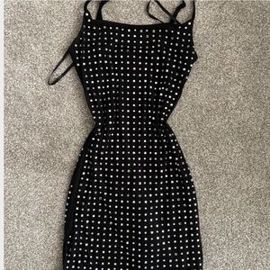 B. Smart Black with rhinestones Mini Dress
